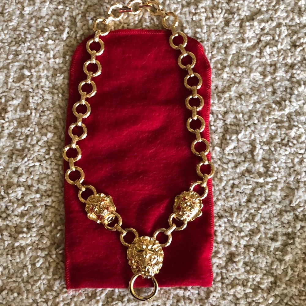 Goldtone Lion’s Head Necklace, 21 1/2”